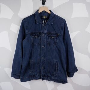Lucky Brand Distressed "Trouble Maker" Denim Jacket | L